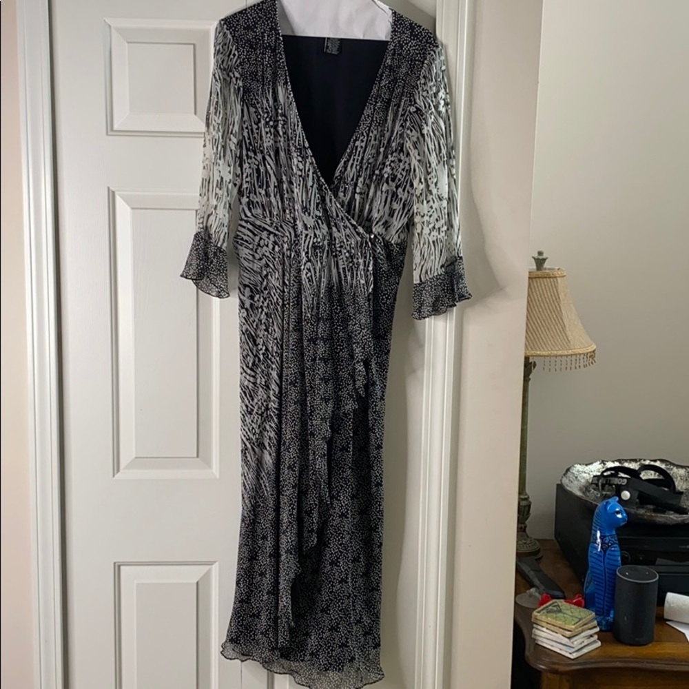 ECI black and white patterned silk dress